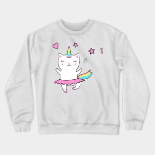 Cute loving Caticorn Ballerina Unicorn girl Crewneck Sweatshirt